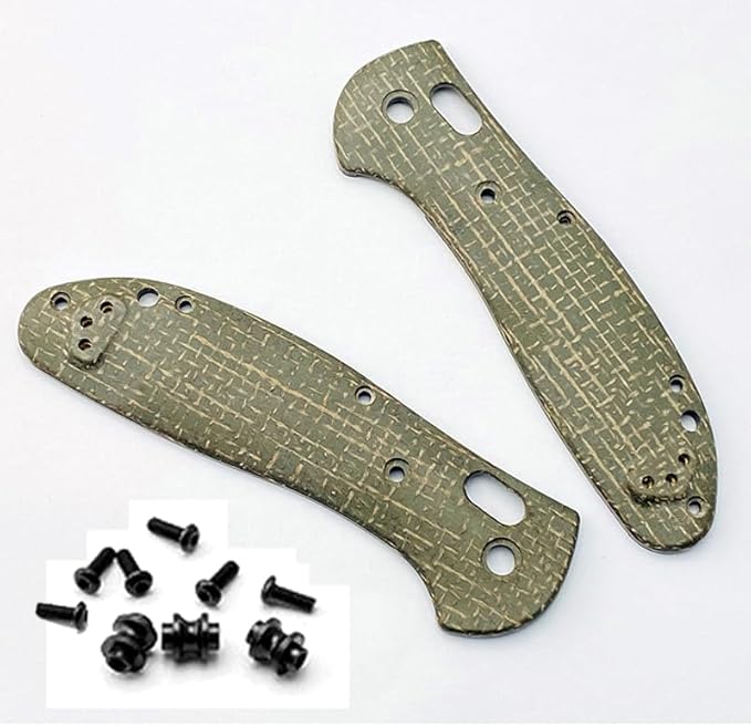 1 Pair Scale Handle Fits for Griptilian 551 Micarta Knife Handle Patch with 3 Sets Screws DIY Replacement(Green)