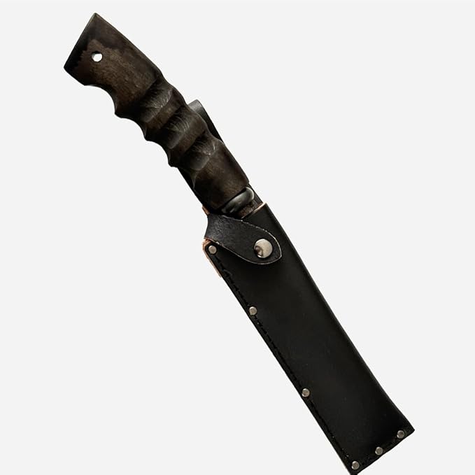 Japanese NATA Hatchet – Hand-Forged Steel &amp Iron Blade Using Traditional Swordsmithing Method | Black-Dyed Finish | Carved Wooden Handle | Leather case | Made in Japan