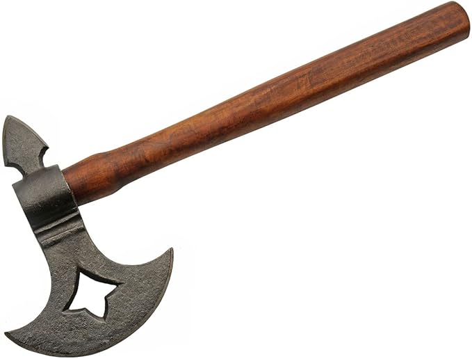 Medieval Carbon Steel Blade Wood Handle 13 Axe Hunting Knife