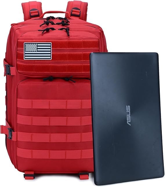 45L Tactical Backpack Large Capacity Outdoor Rucksack 3 Day Fitness Hiking Bag Hiking Camping Gear Backpacks Indian Bag (Set of 1) Red