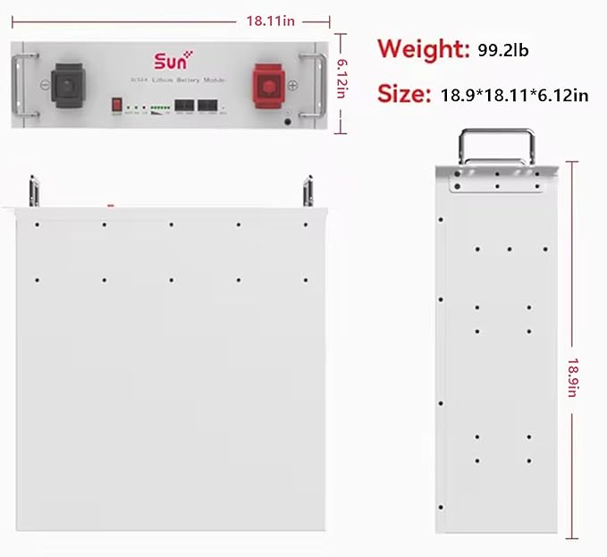 5.12kWh 48V 100Ah LiFePO4 Battery Pack Grade A Cells Lithium Battery with 100A BMS for Solar Energy Storage 6000 Cycles 15 Years Life Solar System Marine Off-grid Energy Storage Home Backup Power
