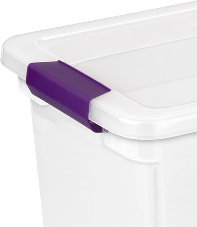 Sterilite 27 Quart ClearView Latch Box Stackable Storage Bin with Latching Lid Organize Clothes Shoes in Closet Clear Base and Lid 18-Pack