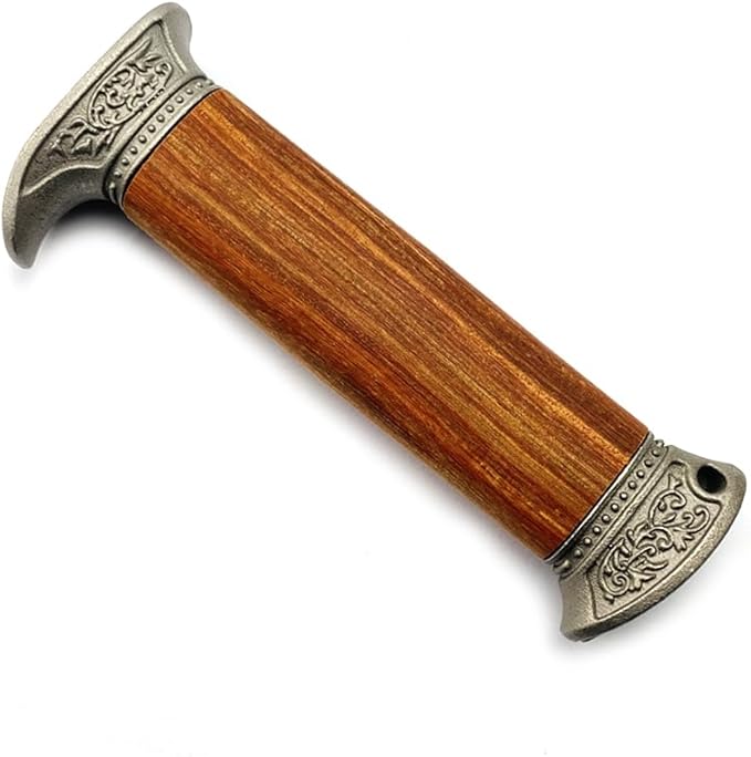 1PC Wooden Knife Handle DIY Blank Replacement with Steel Finger Guard Fits for Home and Outdoor
