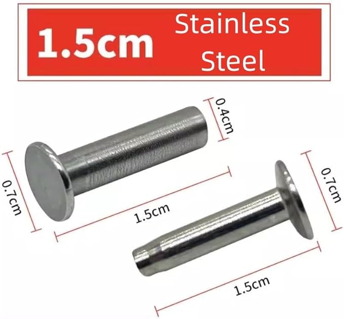 15 Sets 4MM Brass and Stainless Screw Rivets are Suitable for Kitchen Knife Handle Attachment(Silver)