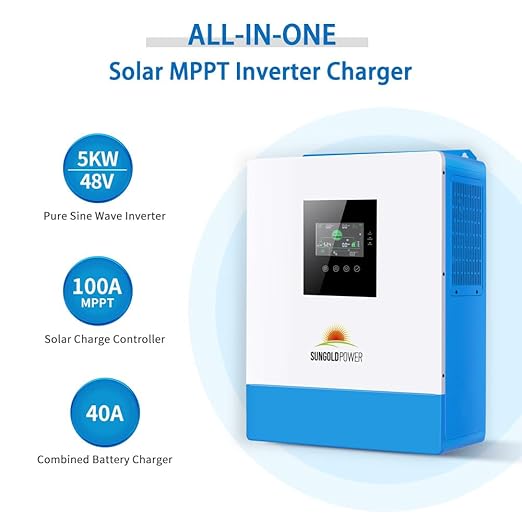 5000W DC 48V UL1741 Pure Sine Wave Solar Inverter100A MPPT Solar Charger and 40A AC Battery Charger 120V AC Output Solar Inverter Charger Manufactured by SunGoldPowerCo.Ltd (Support Parallel)
