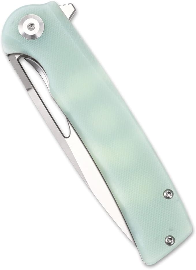 Sitivien ST126 Folding KnifeD2 Satin Blade+G10 HandlesLiner LockDeep Carry Pocket Clip for Outdoor and EDC(Jade)