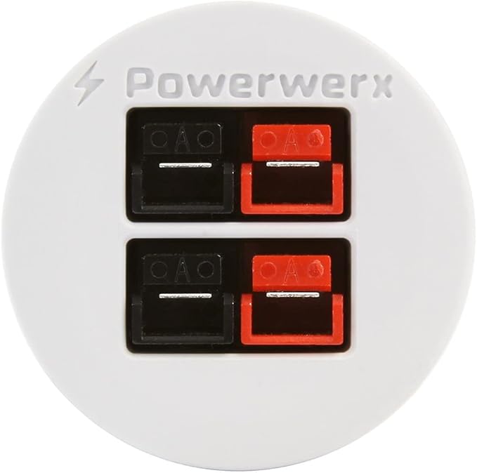 Powerwerx PanelPole2-White Panel Mount Housing for Two Anderson Powerpole Connectors with a Weather Tight Cover in White