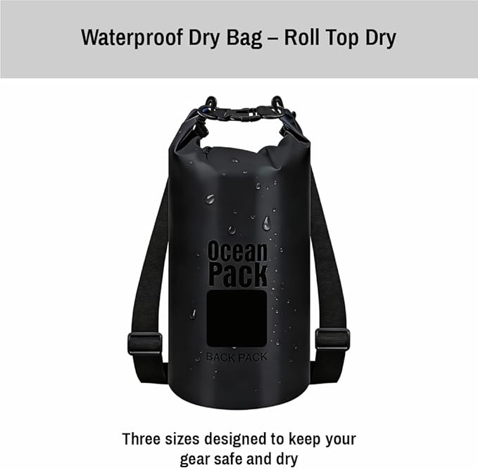 Waterproof Dry Bag Set of 3 – Roll Top Waterproof Bags 2L 5L 10L – 500D PVC Floating Dry Bags for Kayaking Camping Beach and Travel – Lightweight Compression Design