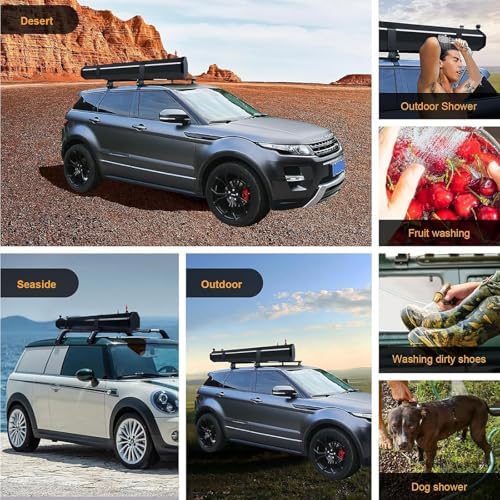30L Self-Pressurized Water Tank for Roof Rack Shower - Multifunctional Overland Shower System with Shower Head &amp 1.7m Hose for SUVs Trucks Off-Road &amp Camping