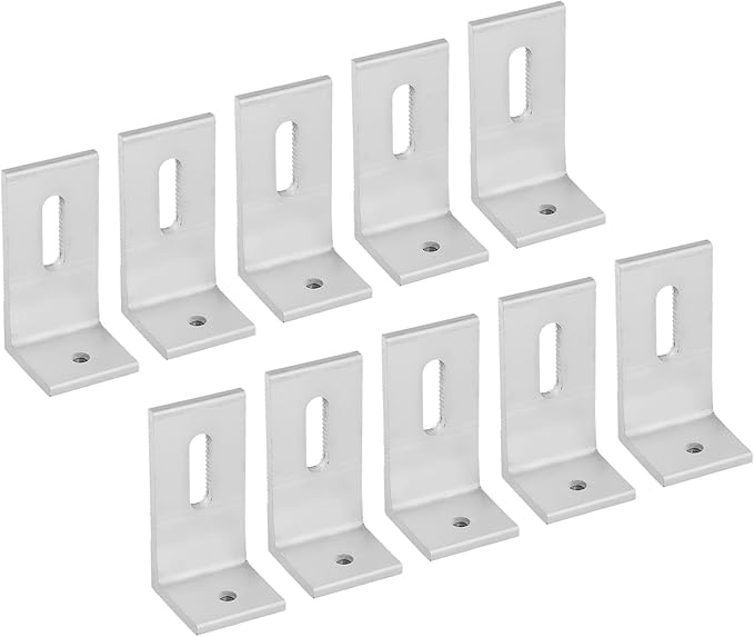 1/4/10Pcs Aluminum Alloy Solar Panel Mounting L Brackets 90 Degree Angle PV Connection Angle For RV Boat Off Grid Roof Photovoltaic Solar Panel Mount L Bracket(10pcs)
