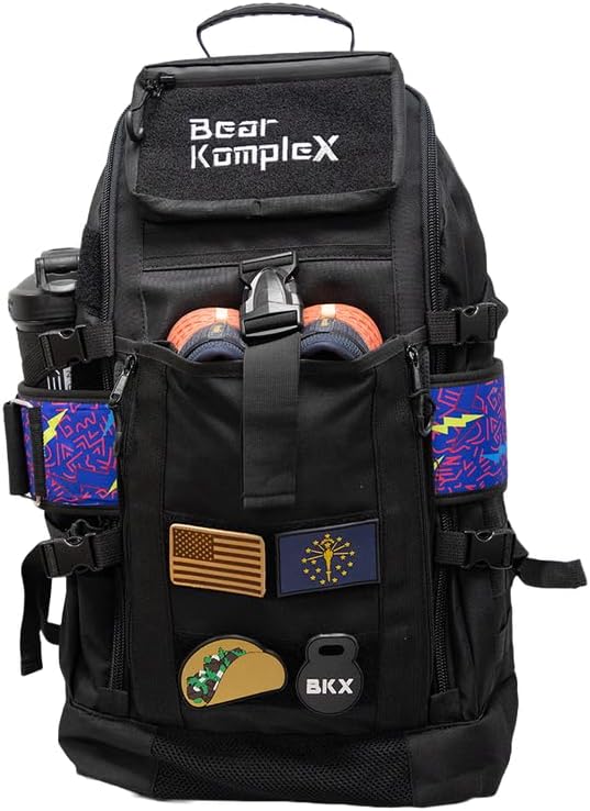 Bear KompleX Competition Tactical Backpack - Military Backpack Storage Organization Multiple Compartments Compression Straps MOLLE Webbing 1000 Denier Nylon Water Repellent Coating - 50L Black
