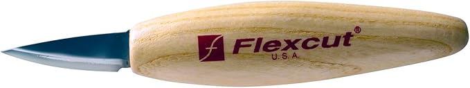 FLEXCUT Wood Carving Knives | Skewed Detail Knife | 1095 High-Carbon Steel Blade | 1-3/4 inch Bevel | 2.5oz | KN34 |Made in the U.S.A