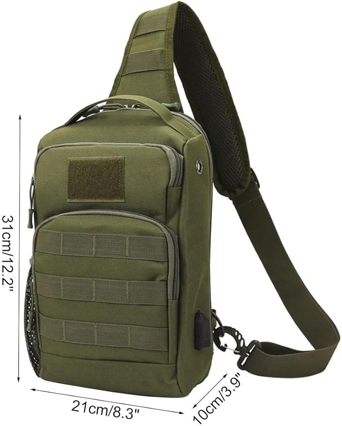 MiOYOOW Tactical Sling Bag Portable Molle Chest Pack Outdoor Large Capacity Sling Backpack with 3 Carrying Methods for Outdoor Sports Travel Climbing