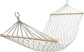 Portable Hammock Portable White Hammock with Wooden Splitter Bars Nylon Rope Mesh Swing Seat Bed for Backpacking Beach