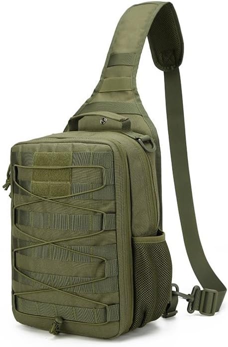 Outdoor Sports Hiking Sling Bag Shoulder Pack Camouflage Tactical Molle Chest Bag - Green