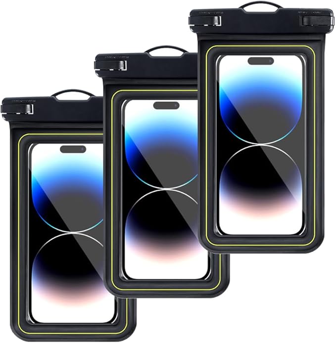 3 x Waterproof Floating Phone Pouch Universal IPX8 Waterproof Case for iPhone Samsung Galaxy Series 6.9 Dry Bag with Lanyard for Beach Pool Water Play Swimming