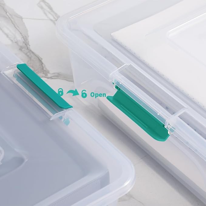Plastic Storage Containers Clear Craft Storage Bins with Grey HandleOrganizer Box with Durable Lids Stackable Containers for Organizing Craft and Tools (4 Pack-10 Quart Green)