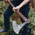 SHINY CRAFTS® Handcrafted Viking Axe – Engraved Nordic Blade with Wooden Handle Norse Bearded Hatchet for Men Unique Gift for Him Collectors Cosplay Camping Medieval Wall Decor (SCA-0008)