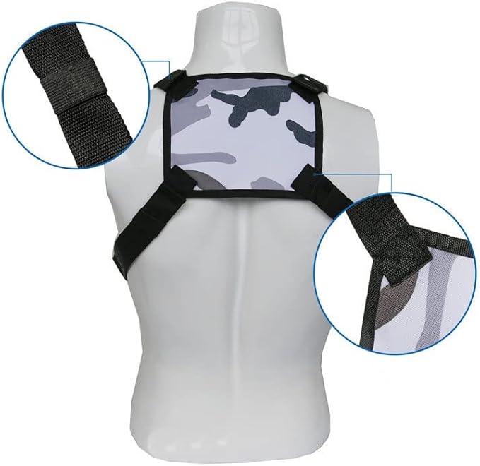 Outdoor Chest Rig Bag For Men Tactical EDC Chest PackBuilt-In Headphone hole Lightweight Utility Chest Rig Pouch For Running Cycling Workouts Hiking(GreyCamouflage)