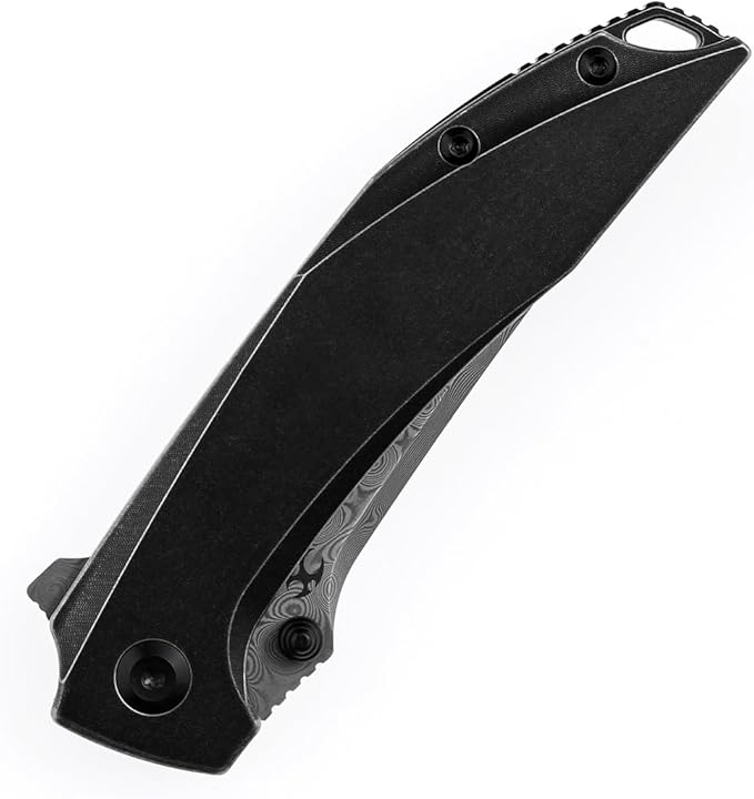 KANSEPT Baku Pocket Folding Knives for Men EDC Camping Folding Knife 3.2'' Damascus Material Outdoor Folding Knives with Black Stonewashed Titanium Handle Everyday Carry K1056A5