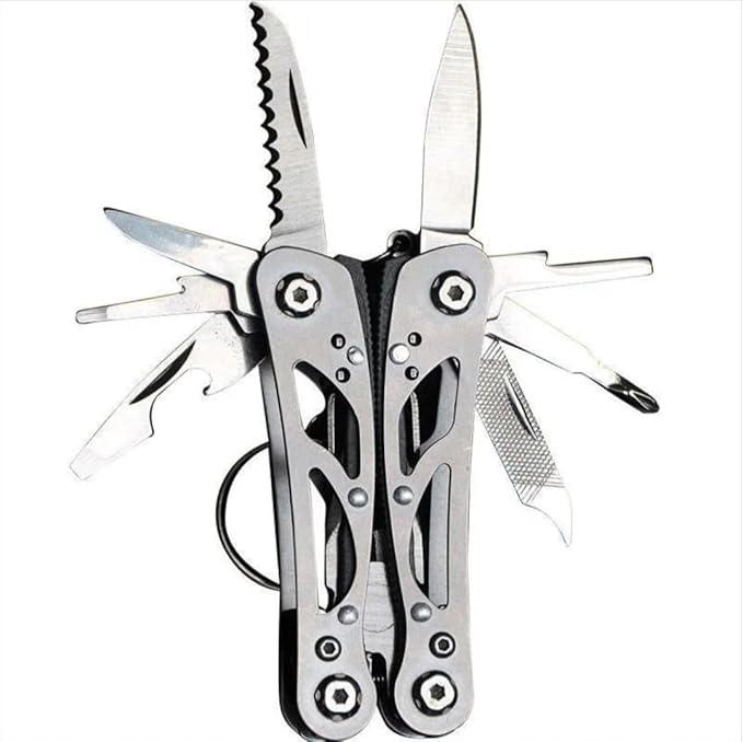 Multitool 18-in-1 Stainless Steel Multi Tool Pliers with Self-Locking Pocket Knife Nylon Sheath Professional (EDC) Multi-Tool for Survival Camping Hiking and Hunting Gifts for Men
