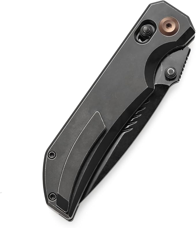 KANSEPT Eaglestrike Pocket Folding Knive 3.73''Blackwash CPM S35VN Steel Blade Black Titanium Handle with Thumb Stud Axis Lock Fold for Men Women Sharp Camping Survival Hiking Knives K1095v2