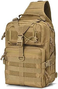 Tactical Sling Backpack Pack Military Shoulder Water-Resistant Bags 15L Oxford Army Breathable Daypack Bag for Hiking Sports (Brown 15L)