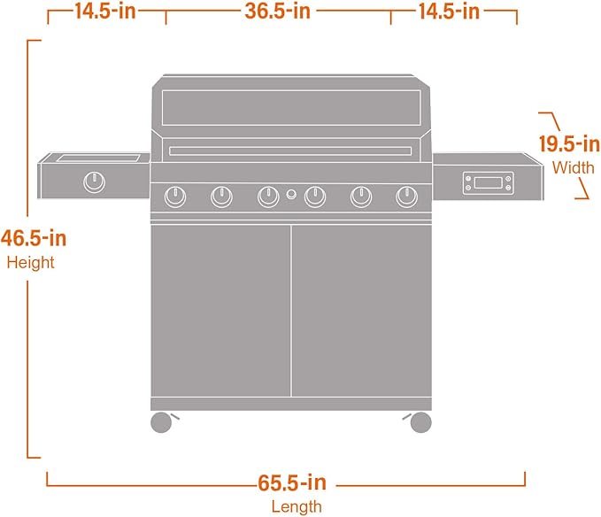 Monument Grills 6+1 Convertible Natural Gas Smart bbq Grill 6 Burners &amp 1 Side Burner Stainless Steel Denali 605 with Smart Technology Knob Controls (Without Conversion Kit)