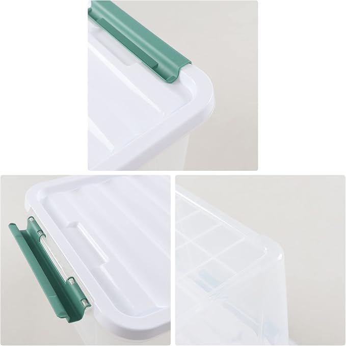 6 Packs 20 L Latching Plastic Storage Box Clear Stackable Storage Container Bins with Lids