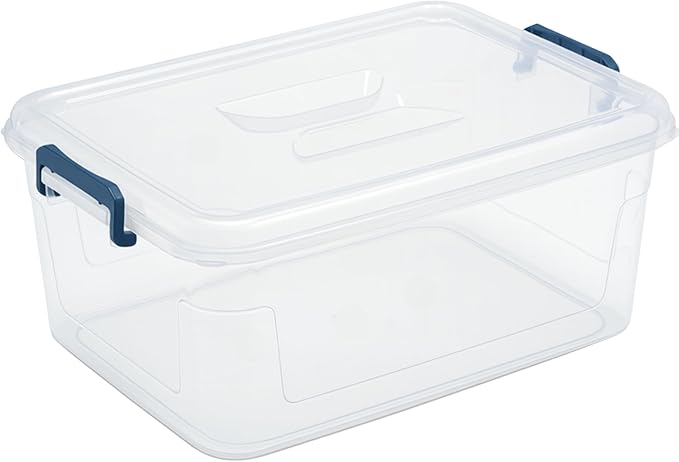 Tribello Plastic Storage Bins with Lids Clear Stackable Storage Containers - 21 Qt