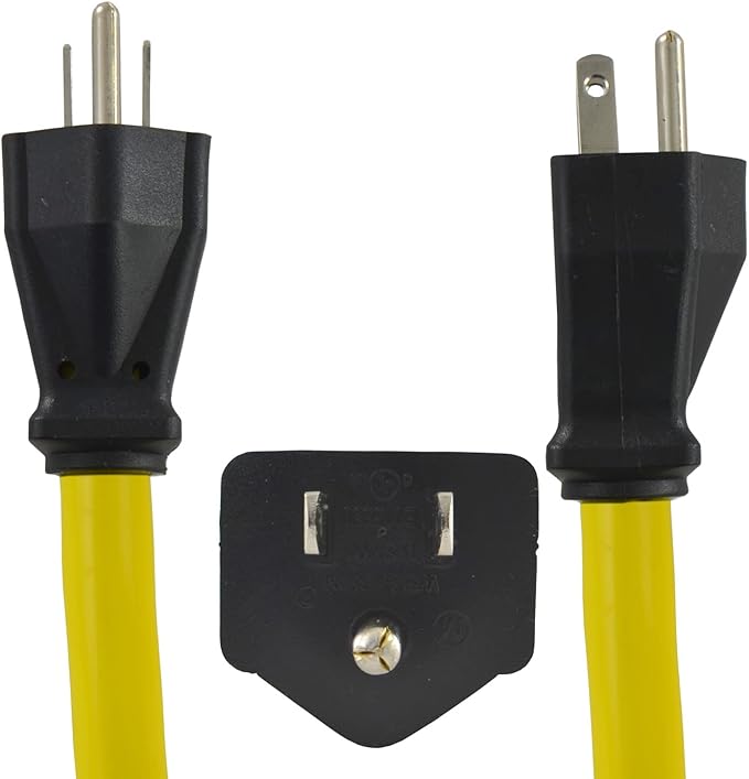 Conntek P515L530 1-Feet Generator Adapter 15-Amp U.S Plug to 30-Amp Locking Female Connector L5-30R 125 Volts Male-to-Female Connector Yellow