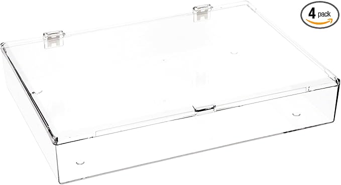 Pioneer Plastics 700C Clear Rectangular Plastic Container with Snap Closure Lid 13.125 W x 9.1875 D x 2 H Pack of 4