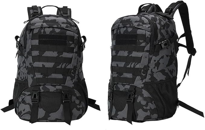 Military Tactical Backpack for Men Hiking Day Pack Molle Military Rucksack Waterproof EDC Bag (Black CP)