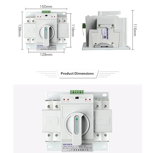 110V 63A 2P Dual Power Automatic Transfer Switch Generator Changeover Switch Mini ATS PV RV Transfer Switch 50HZ/60HZ