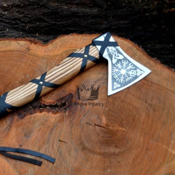 Handmade Forged Steel Viking Axe with Sheath - Outdoor Camping - Hunting Axe - Ash Wood Handle - New Year Gift by Empire Industry