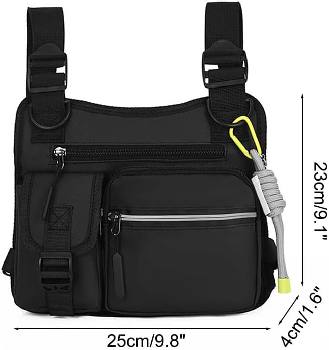 MiOYOOW Tactical Chest Bag Running Vest Backpack with Reflective Zipper Tape Waterproof Sports Chest Pack for Hiking Cycling Hunting Fishing Travelling