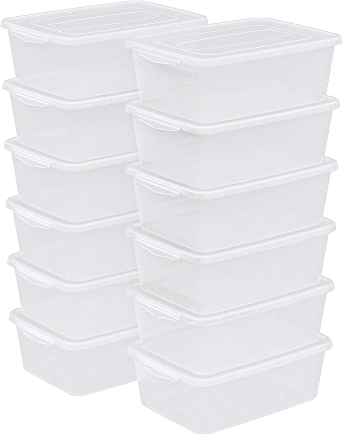 12 Packs 14 Quart Plastic Clear Storage Bins Plastic Storage Boxes with Lids