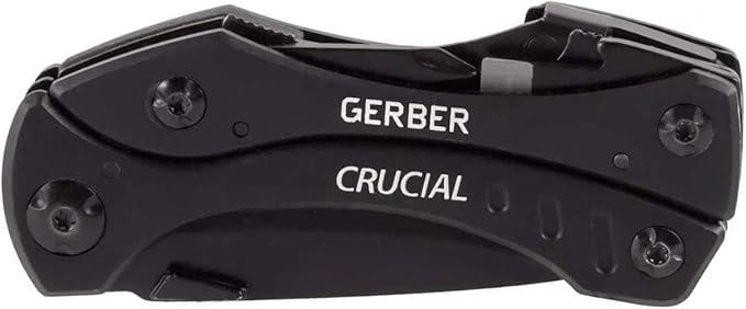 Gerber Gear Crucial EDC Multitool Pocket Knife with Clip and Strap Cutter for Camping and Survival Black