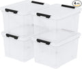 22 Qt Latching Storage Box Stackable Bin with Latch Lid Plastic Storage Container Tote Clear 4-Pack