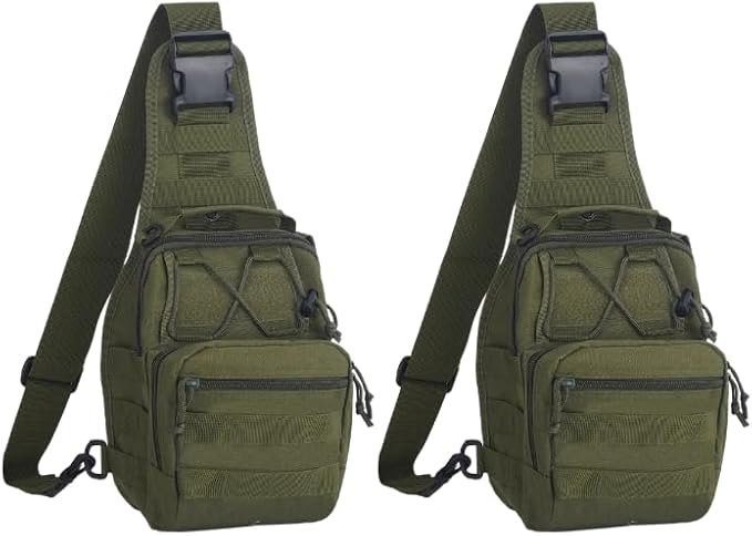 FAMI Outdoor Tactical Bag Backpack Military Sport Bag Pack Sling Shoulder Backpack Tactical Satchel for Every Day Carry (Army Green 2 Packs)