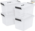 4 Packs 20 L Clear Plastic Storage Bins Stackable Organizer Containers with Lids Latching Box with Handle