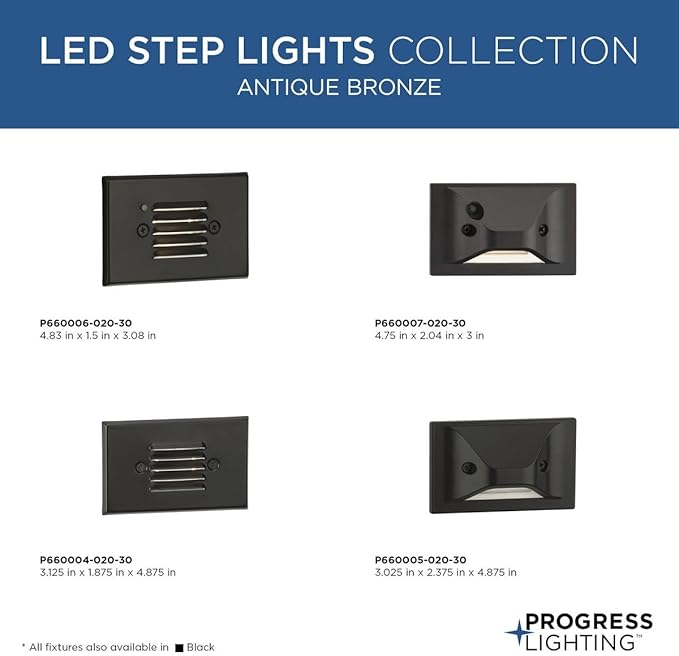 Progress Lighting P660005-020-30 4.5-Watt 3000K Integrated LED Wall or Step Light Antique Bronze