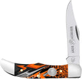 WHISKEY BENT HAT CO. Mini Hunter Folding Pocket Knife 2.75 Closed Length 440C Stainless Steel Blade (Orange Crush)
