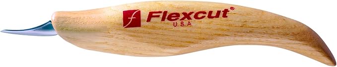 FLEXCUT Wood Carving Tools | Mini Pelican Knife | Honed and Polished Ultra-Thin 1095 High Carbon Steel Blade | 7/8 Inch | KN19 | Made in the U.S.A.