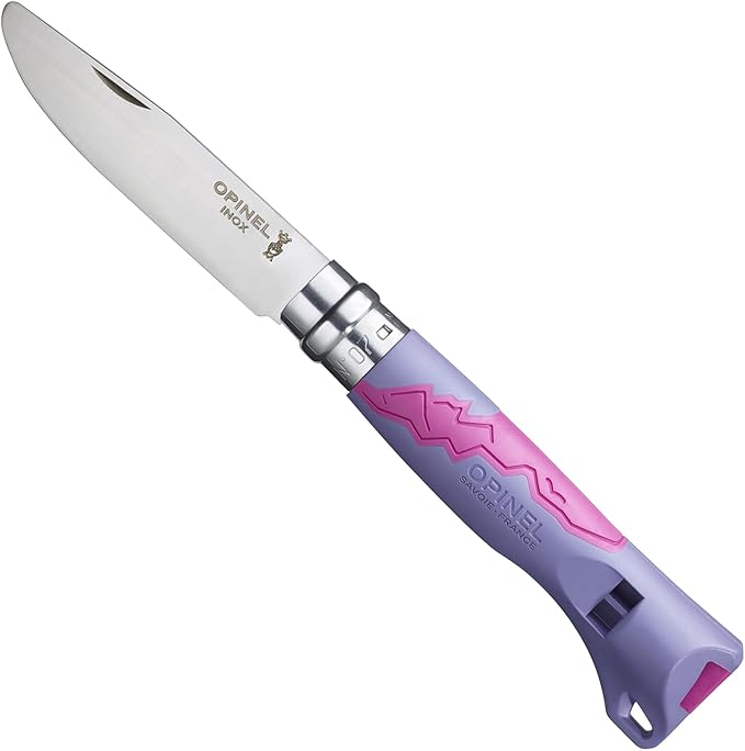 Opinel Outdoor Junior No. 07 Stainless Steel Folding Knife with Safety Rounded Tip Integrated Whistle Made in France