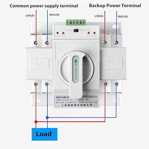 110V 63A 2P Dual Power Automatic Transfer Switch Generator Changeover Switch Mini ATS PV RV Transfer Switch 50HZ/60HZ