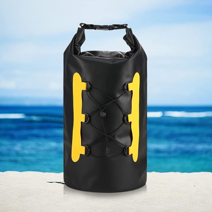 Waterproof Dry Bag Waterproof Beach Bags Lightweight Dry Storage Bag Backpack with Clip Net Waterproof Bag for Kayaking (Color : Black)
