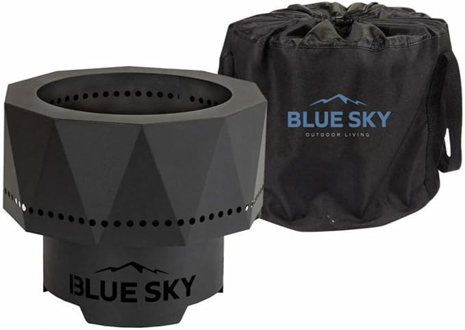 Blue Sky Outdoor Living Ridge Portable Fire Pit Portable Smokeless Fire Pit with Carrying Bag Black