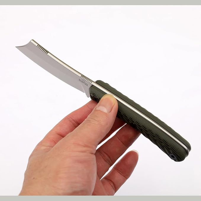 Portable Knife 7.7 inch DC53 Fixed Blade Outdoor Camping Portable Straight Knife with Kydex Sheath Available in Black and White (Green handle white blade)
