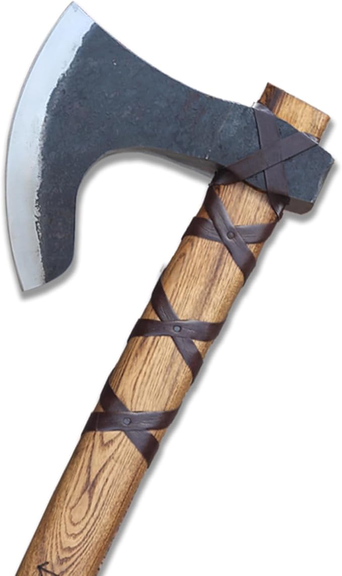 Viking Ragnar Large Axe - Historical Replica Carbon Steel Viking Axe with Handmade Leather Sheath